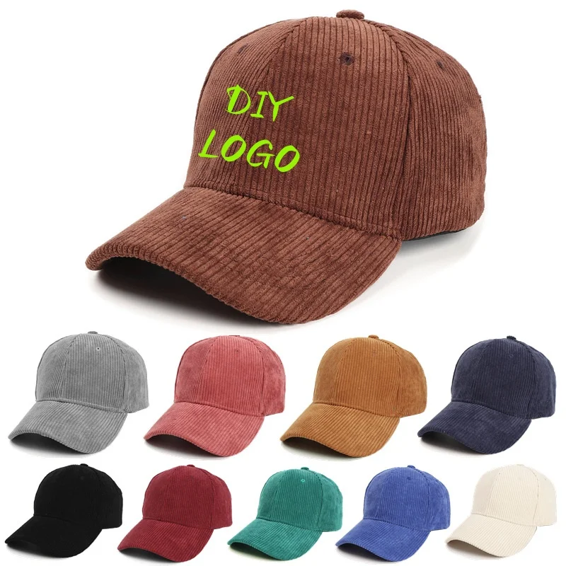 

Vintage Corduroy Baseball Cap For Women Custom Logo Unisex Autumn Winter Warm Snapback Trucker Hat Men Hip Hop Gorras