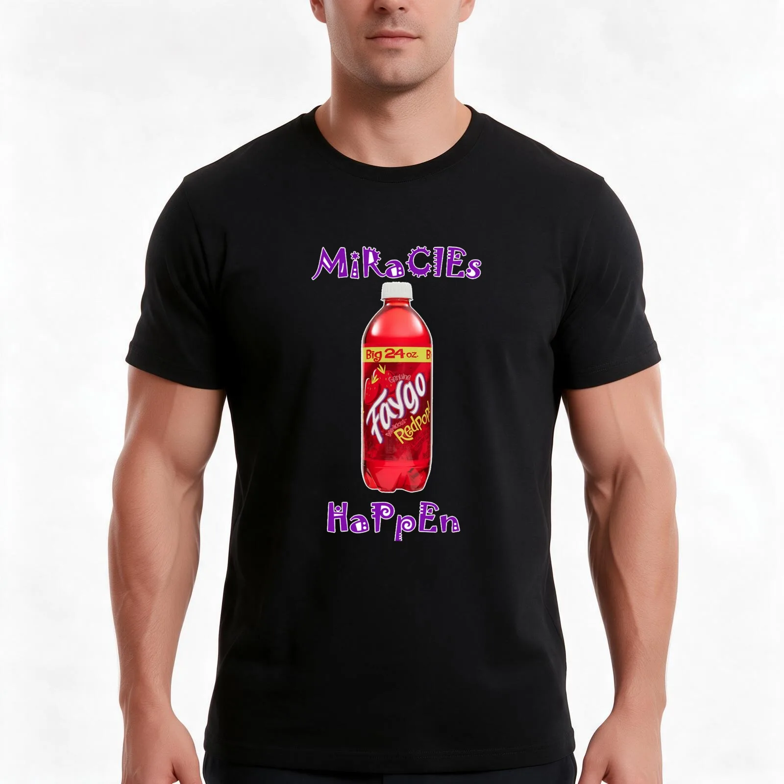 The Miracle Of Faygo T-Shirt, Summer Casual Cotton Tee, Oversized Streetwear Tops, Vintage Graphic Print, Loose Fit Short Sleeve