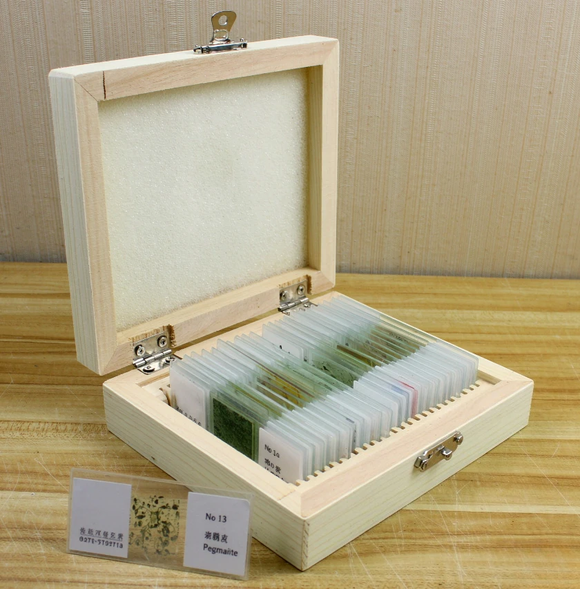 Geological Rock Thin Section Set 24pcs, Microscope Prepared Slides for Geology Education & Research, Clear Imaging