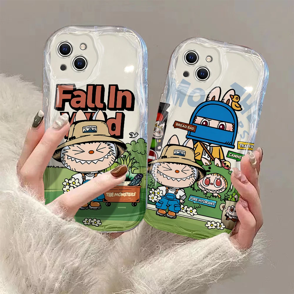 Cartoon Cute Labubu 3D Wave Case For iPhone 15 14 13 12 11 Pro Max Mini X XR XSMAX 8 7 6S Plus Soft Silicone Cover