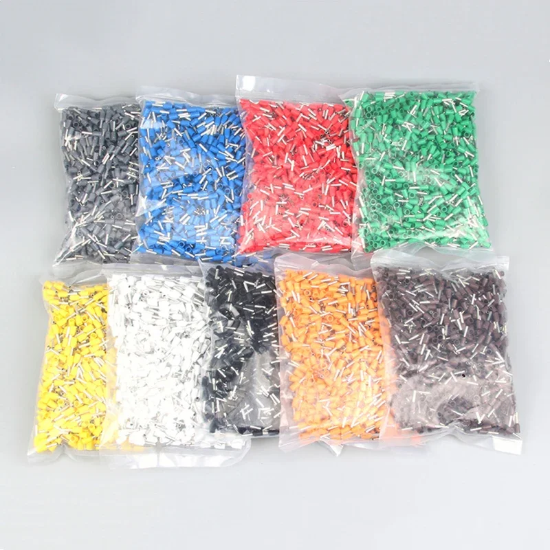 100PCS Electrical Cable Connectors Wire Terminal Ferrules Cord End Insulated Crimp Terminal Block E0508 E7508 E1008 E1508 E2508 image 6