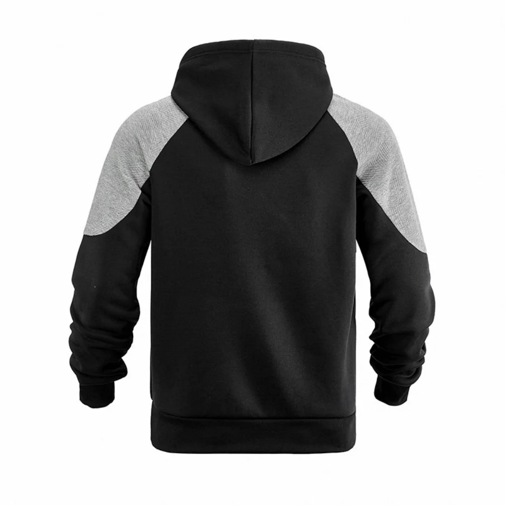 Men's Spliced Color Block Hooded Sweatshirt Long Sleeve Regular Length for Beach Outings Cycling Yoga and Casual Days