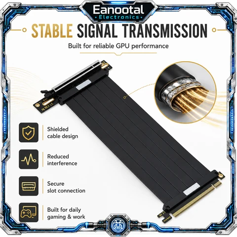 PCIe 4.0 3.0 X16 GPU Riser Cable 20cm Black White PCIe Extension Cable…