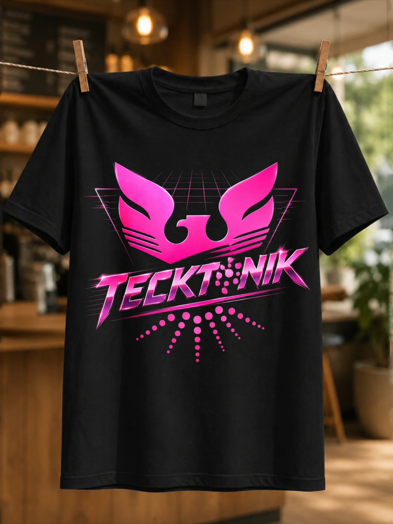 Tecktonik Dance neon magenta wings surrounding a bold central wordmark high energy club graphic  Unisex All T-Shirt