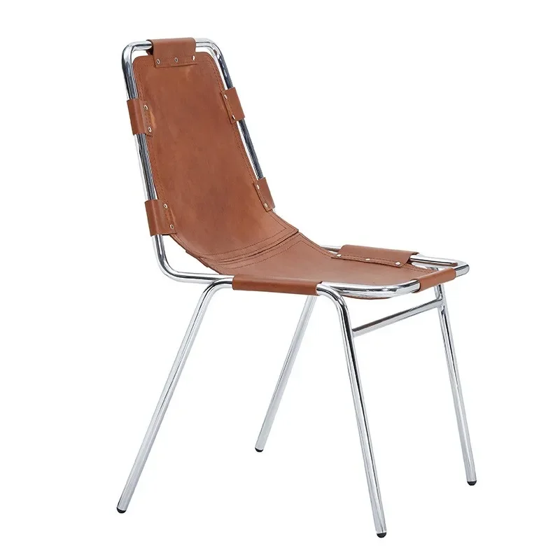 Chaise de Salle à Manger Médiévale Italienne en Cuir