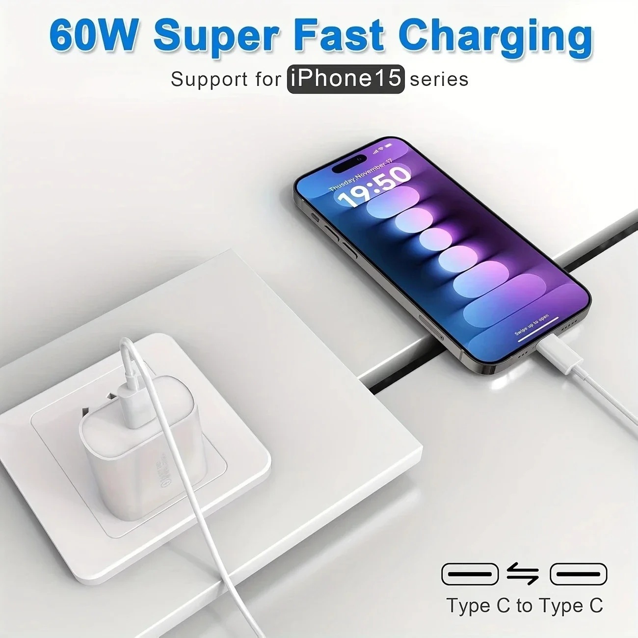 

Original USB-C To USB-C Charger Cables 60W Type C Fast Charging for Apple IPhone 17 16 Pro Max Plus Samsung S24 S23 S22 IPad Air