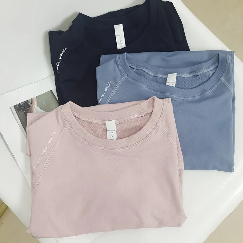 **Seamless Naked Feeling Stretch Long Sleeve Yoga Top, Slim Fit Compression Breathable Running Professional Fitness Sport Shirt*
