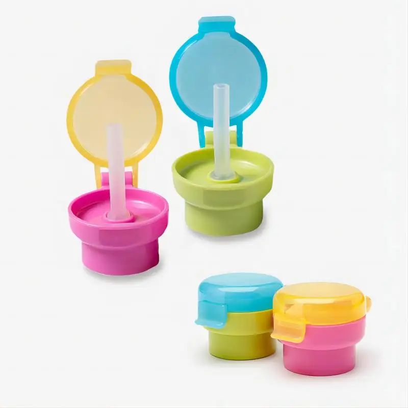 Tampa de garrafa de tubo para beber infantil, à prova de derramamento, bebidas, suco, refrigerante, garrafa de água, capa de palha torcida