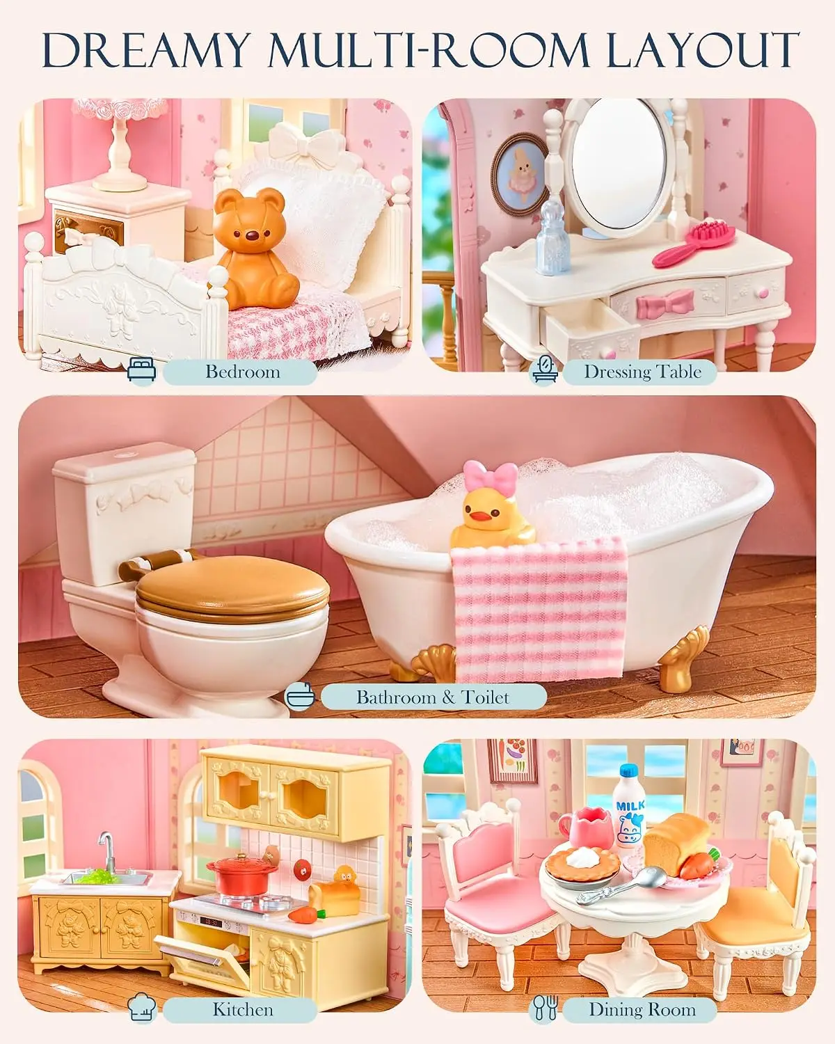 Rolife Haley Island Fairy Rose Cottage Dollhouse Kit Victorian Pink Miniature Villa 178pcs DIY Building Set Toy Gift for Adult