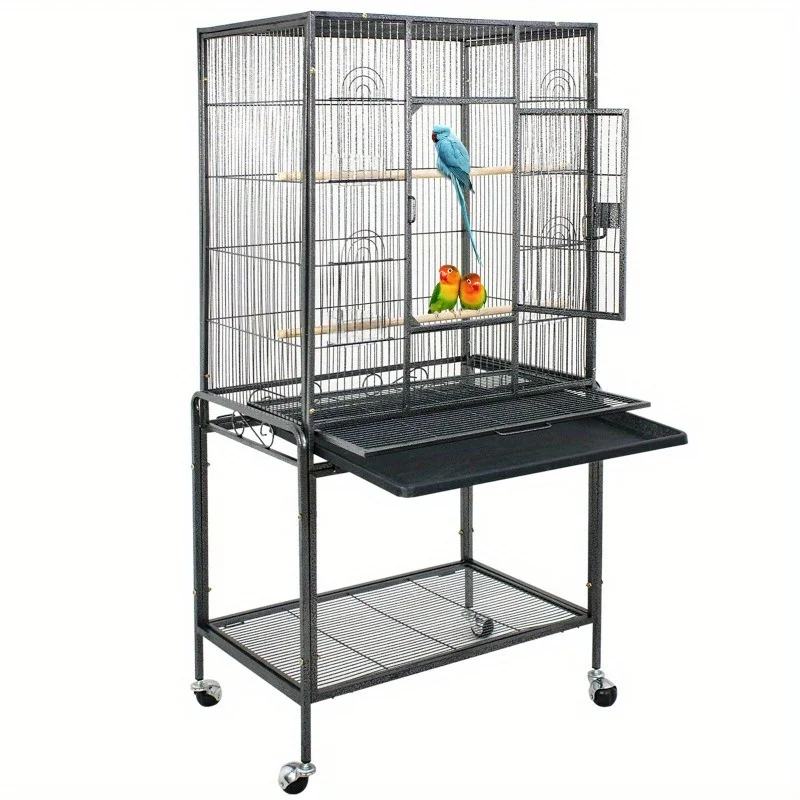 

53" Large Bird Pet Cage Large Play Top Parrot Finch Cage Macaw Cockatoo W/ Door