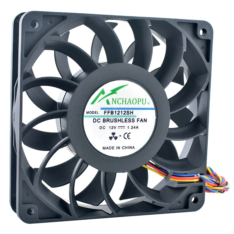 

ANCHAOPU FFB1212SH 12cm 120mm fan 120x120x25mm DC12V 1.24A 4pin 3700rpm High speed cooling fan for server chassis CPU