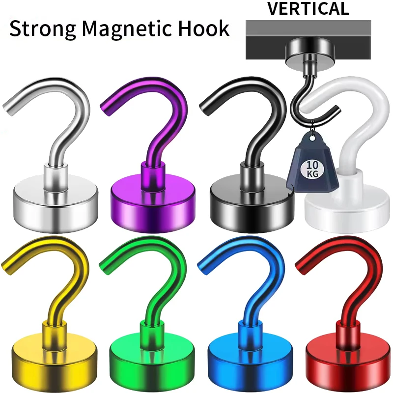 8 Colors Magnetic Hooks 25Lbs Strong Heavy Duty Metal Magnet Hook for Hanging Cabins Grill Kitchen Garage Workplace Refrigerator