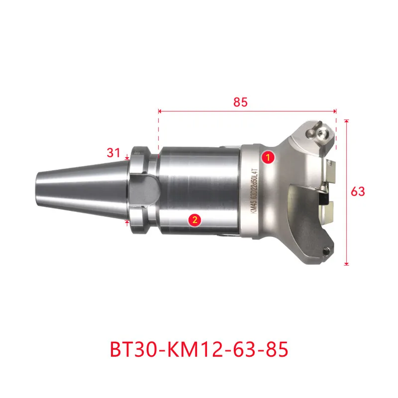 Face end mill BT30-KM12-63-85 shoulder milling cutter Stainless steel body Tool holder set CNC Milling New