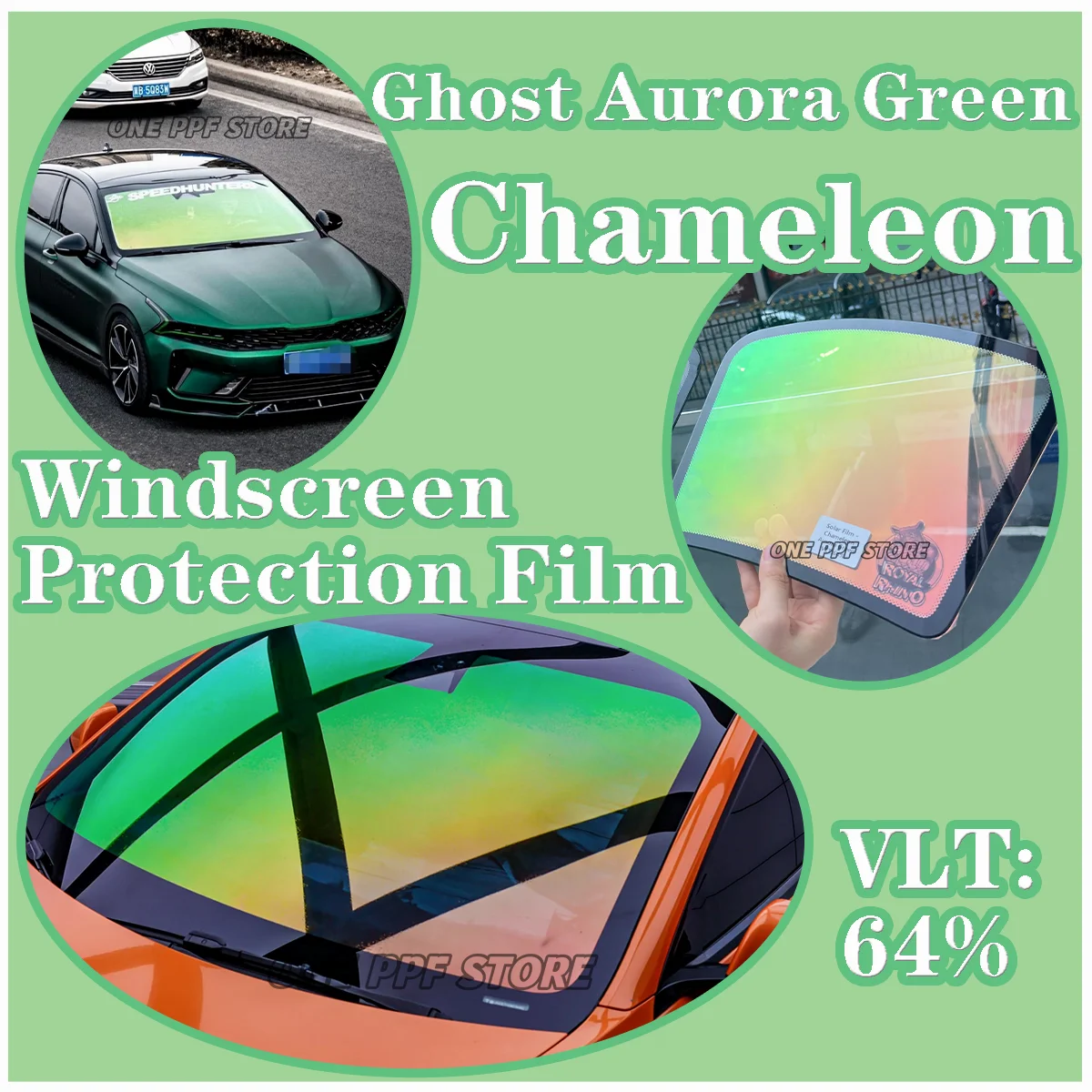 Width50/76/100cm Green Discolored Glass Film Chameleon Car Tinting Decorative Window Adhesive Solar Film