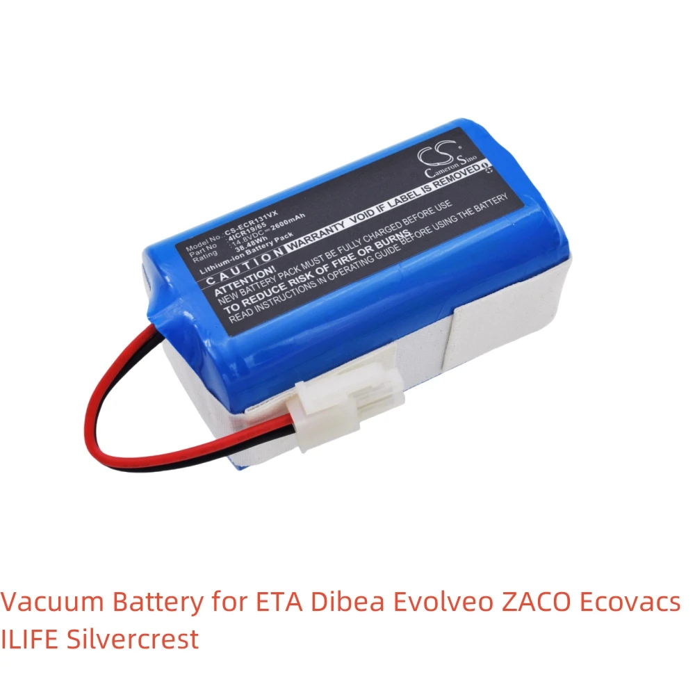 Li-ion Vacuum Battery for ETA Dibea Evolveo ZACO Ecovacs ILIFE Silvercrest,14.8V,2600mAh,Aron 2512 GT200 A4 V780 A4S SSR1 Y8H4