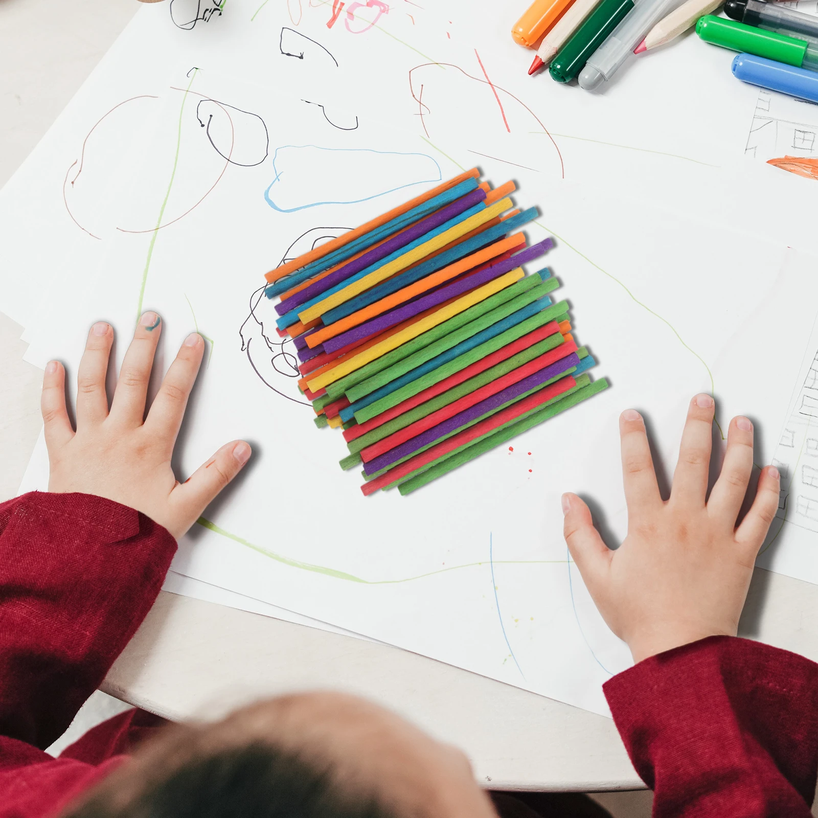 50pcs Colorful Wooden Sticks Bulk Rhythm Music Sticks for Kids Toy Musical Instruments Preschool Education Craft Glow