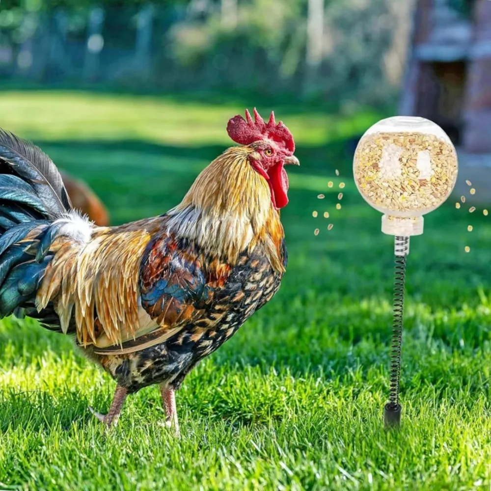 

2 шт. автоматические игрушки для прикорм курицы, кормушки для утечек с пружинами, наземные колья для птиц, уток, птиц, устраняют скуку