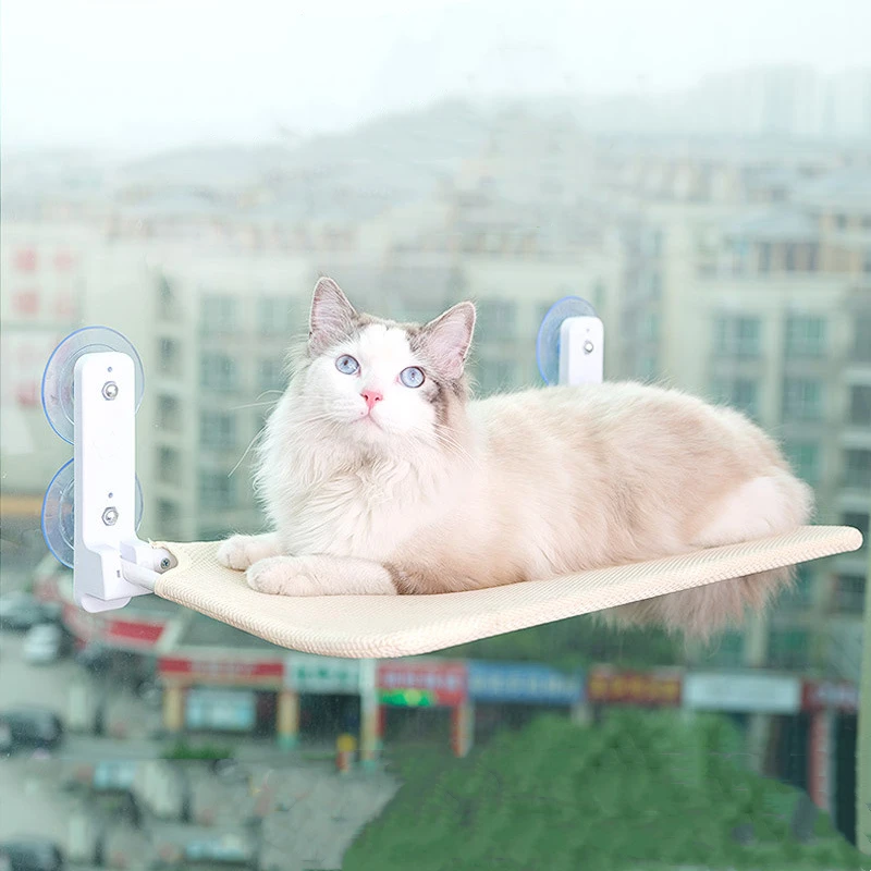 Foldable Cat Window Perch Cordless Cat Window Hammock with 4 Strong Suction Cups Windowsill Cat Beds Seat for Indoor Cats Inside