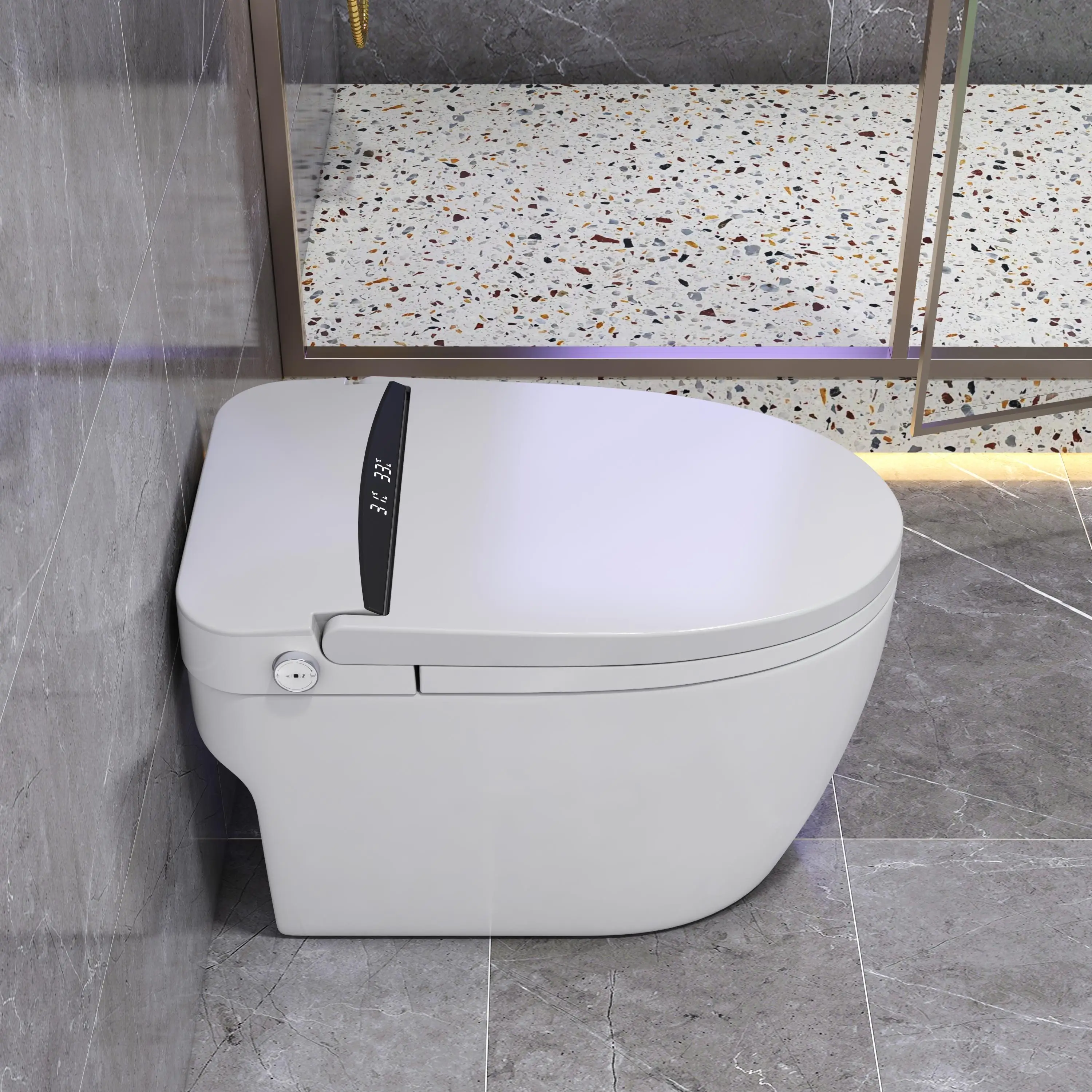 Smart Household Toilet Large Diameter Ceramic Deodorant Super Siphon High Capacity Remote Control Flush Seat Heating Feature