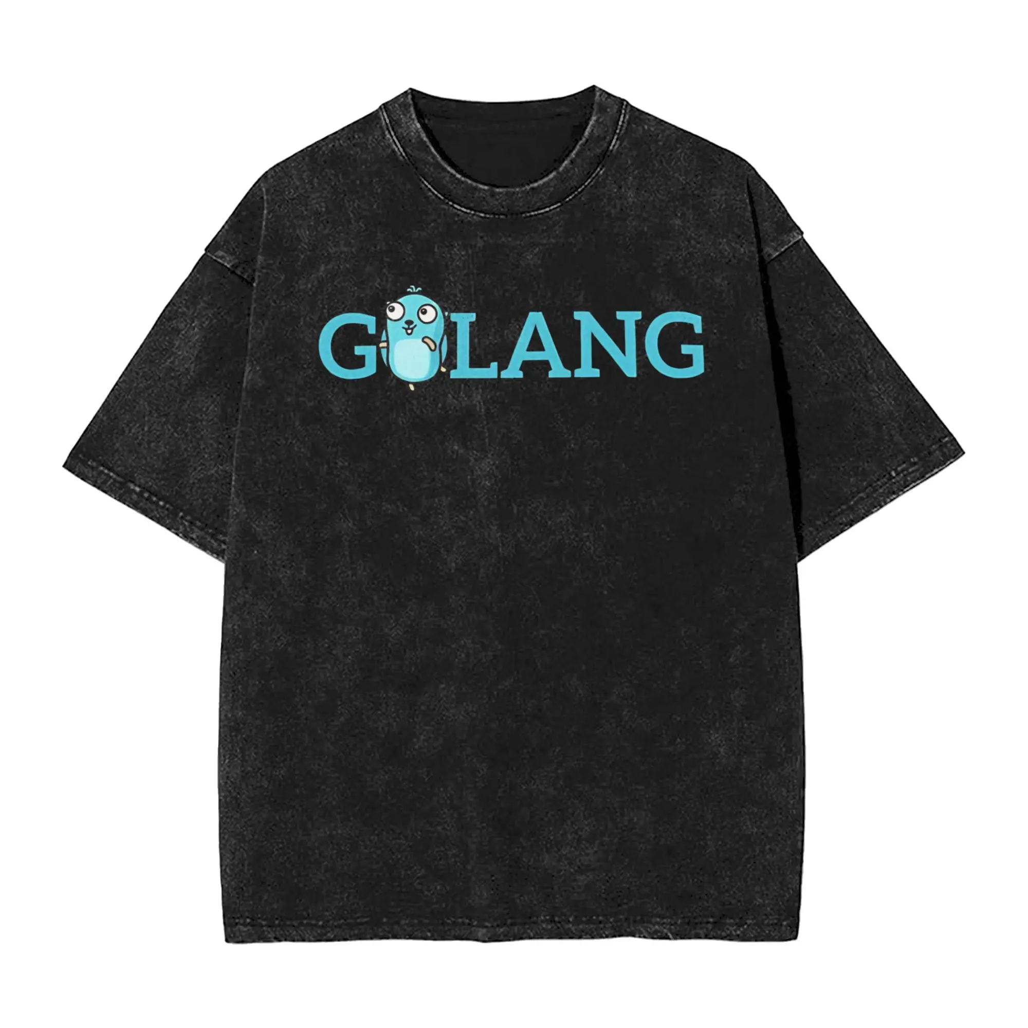 golang gopher  Washed T Shirts Streetwear Hip Hop Novelty T-Shirt  Tees for Men Women Cotton High Street