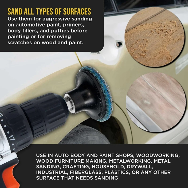 46 Piece 2 Inch Diameter Surface Conditioning Sanding Discs Each Coarse, Medium, Fine Grit Quick Change Roll Lock