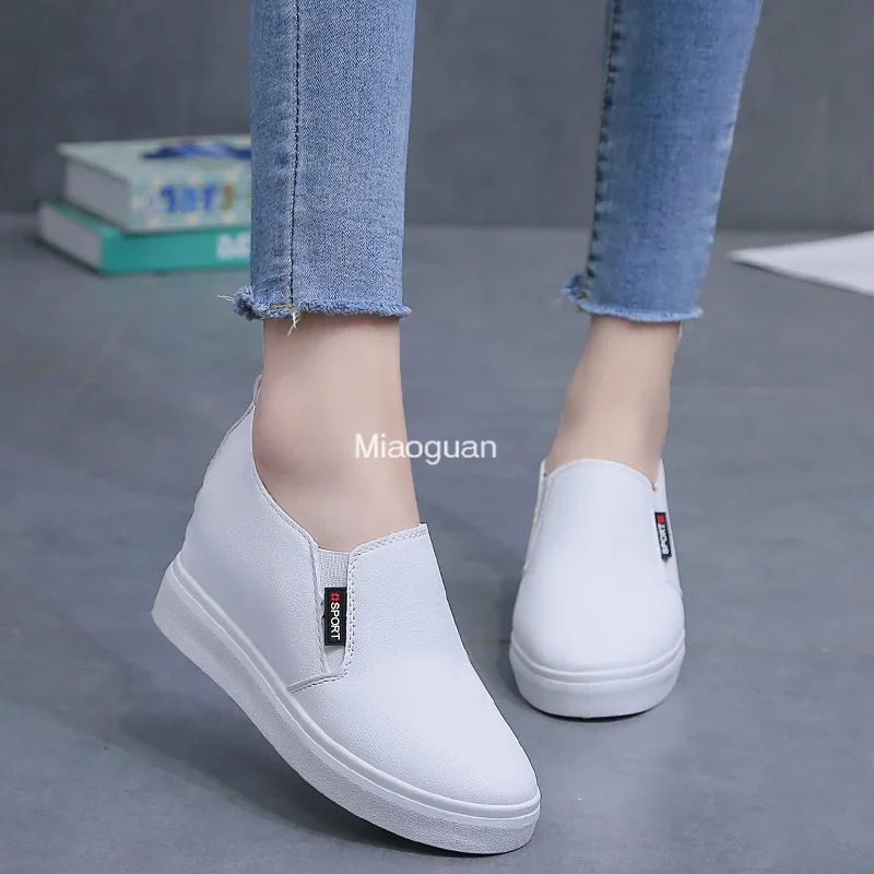 Women\'s Shoes New High Heel Lady Casual Woman Sneakers Leisure White Platform Wedge Shoes Height Increasing Shoes Spring Autumn