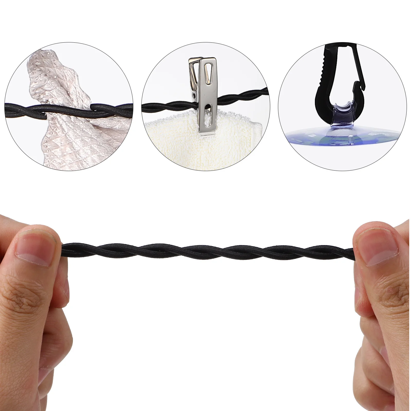 

2Pcs Retractable Travel Clothesline Portable Hooks Suction Cups 8 Clothes Clips Camping Accessories Laundry Cord Outdoor