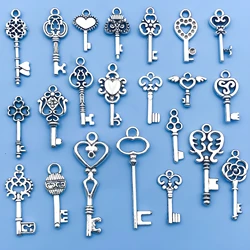 20pcs/Set Zinc Alloy Antique Silvery Small Key Shaped Charms Pendants for DIY Necklace Bracelet Earrings Jewelry Making Handmade