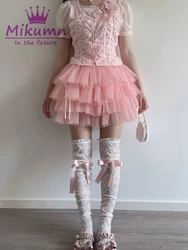 Harajuku Y2k Sweet Pink Pleated Tulle Skirt Aesthetic Fairy Grunge Kawaii Mesh Skirt Ball Gown Japanese Lolita Cake Mini Skirts