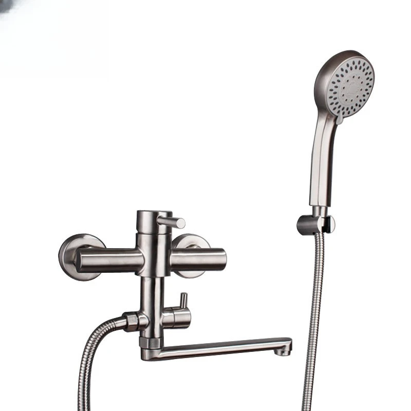 

Stainless steel shower faucet, extended bath, hot and cold shower