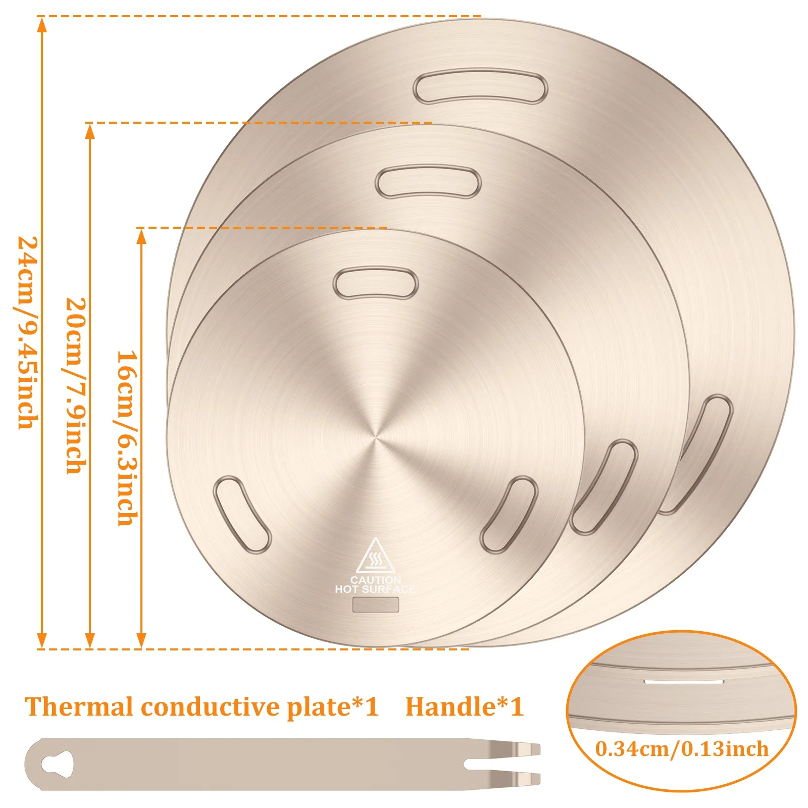 Stainless Steel Heat Conduction Plate Portable Gas Stove Heat Diffuser with Removable Handle And Induction Adapter for Even Cook