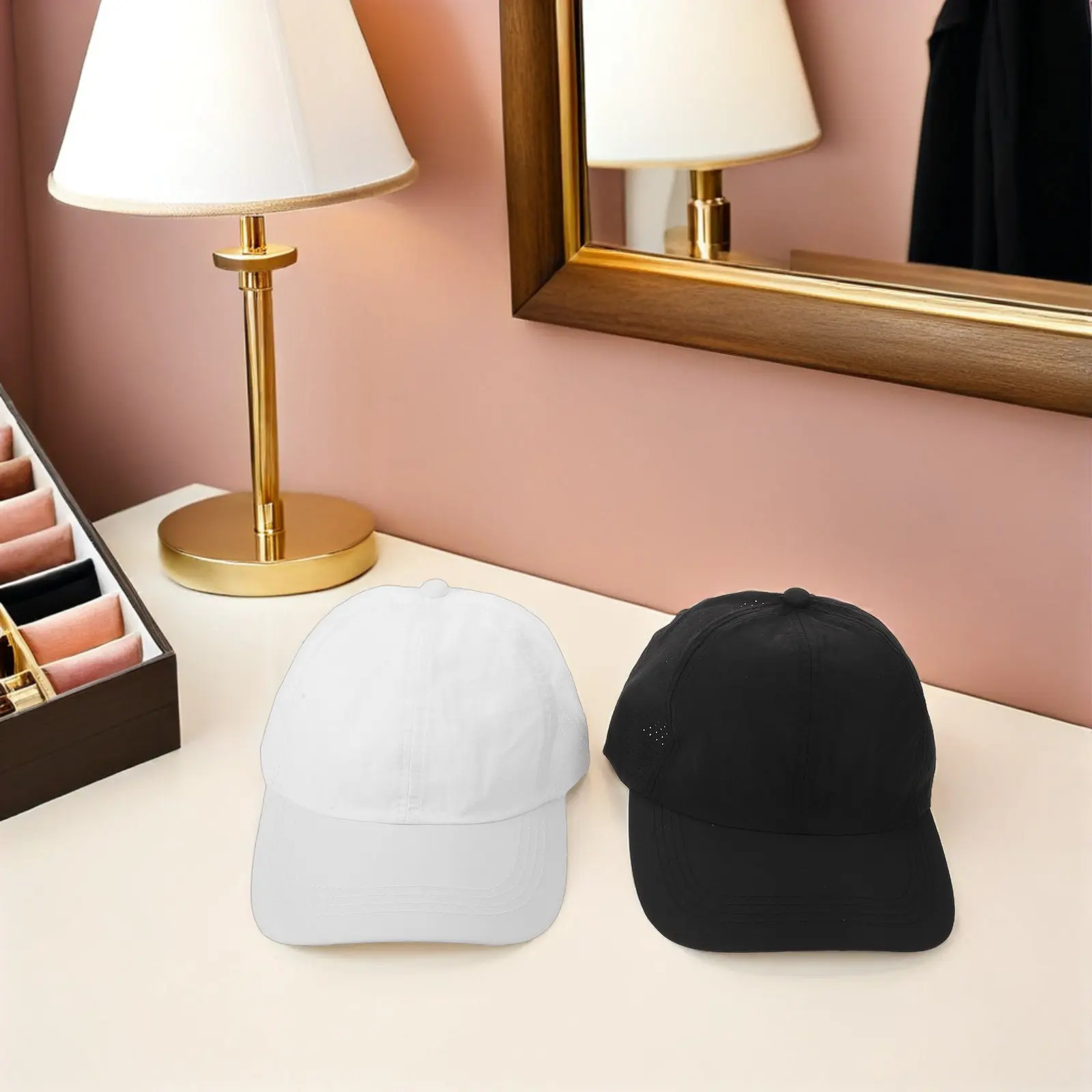 

2Pcs Women's Ponytail Baseball Cap Breathable Mesh Quick Drying Running Hat Wide Brim Sun Protection Sports Cap for Golf Tennis