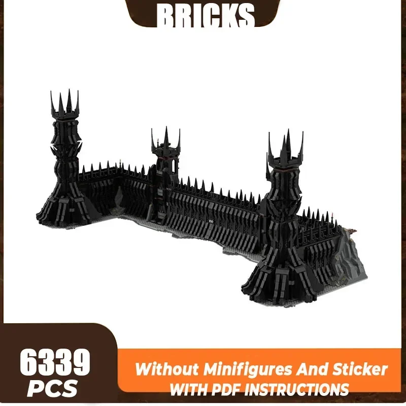 

Волшебные кольца, фильм Moc, строительный блок, UCS, модель черных ворот, технология, кирпич, сделай сам, сборка, замок, вид на улицу, игрушки, подарки для детей
