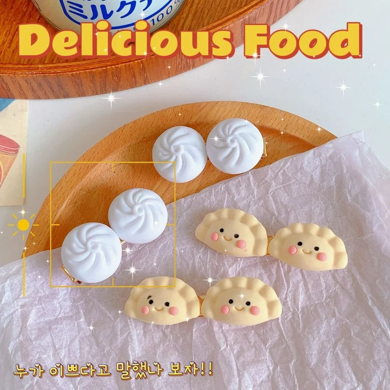 ins cute Korean dumplings simulation food play buns Japanese children's fun hairpin cream hand-made girl hairpin headdress