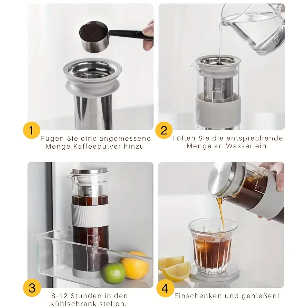 Cold Brew Coffee Maker with Cleaning Brush, 27oz/800ml Cold Brew Pitcher, Ice Tea Pitcher, Cold Brew Coffee Pitcher for Fridge