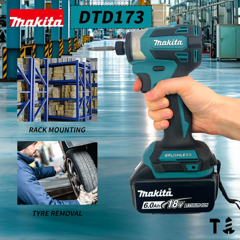 Makita DTD173 18V Cordless Impact Driver 180 N.m Brushless Electric Drill Screwdriver LED Multifunction Household Tool