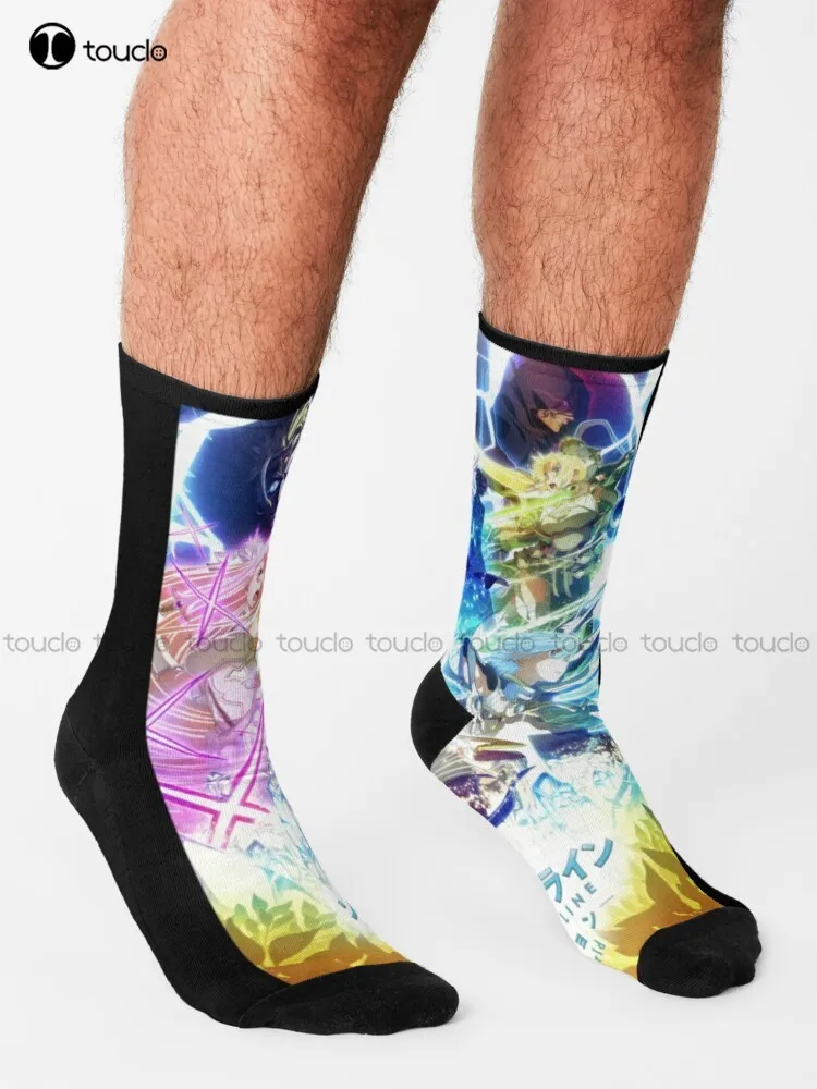 Sword Art Virtual World Anime Poster Socks Cotton Socks For Men Personalized Custom 360° Digital Print Gift Harajuku Colorful