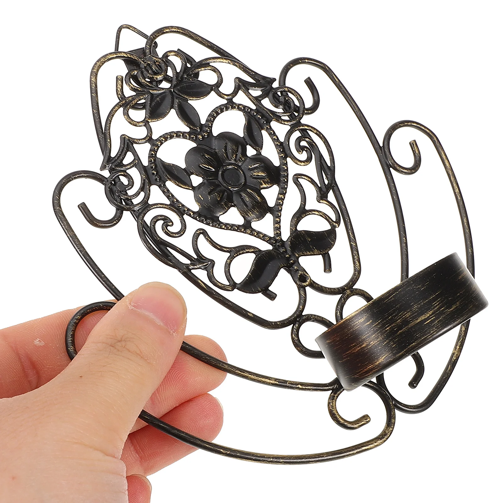 

2pcs Wall Mount Metal Holder Hollow Design For Home Decor Wall Hanging Stand Sconce Decorative Candlestick