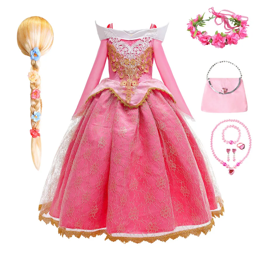 

New Year Girls Sleeping Queen Cosplay Princess Dress Kids Christas Costume Birthdat Party Clothing 2-10Years