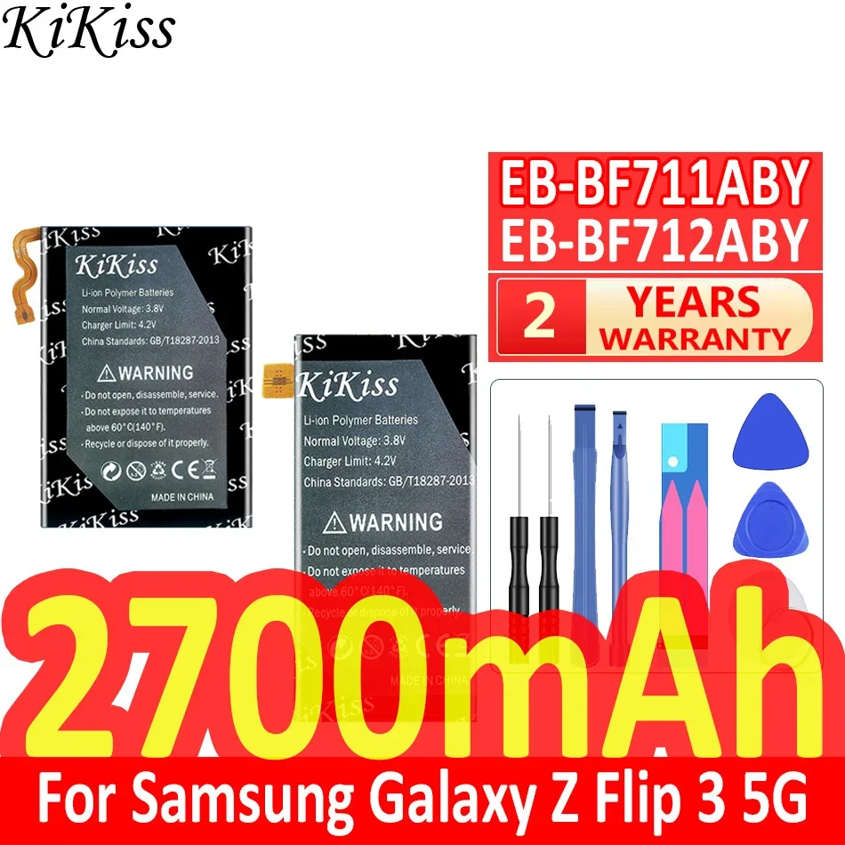 

1300 мАч/2700 мАч, Мощная батарея KiKiss, флип-аккумулятор для Samsung Galaxy Z Flip3, флип 3, модель F7110 SM-F711B