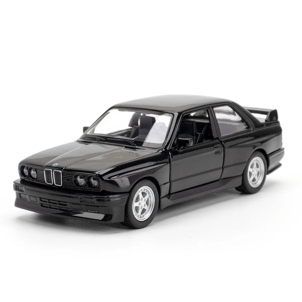 

1:36 M3 1987 Alloy Car Model Diecast Toy Rubber Tires Wheel Pull Back Vehicles 2 Doors Opened Cars for Boys Birthday Gifts