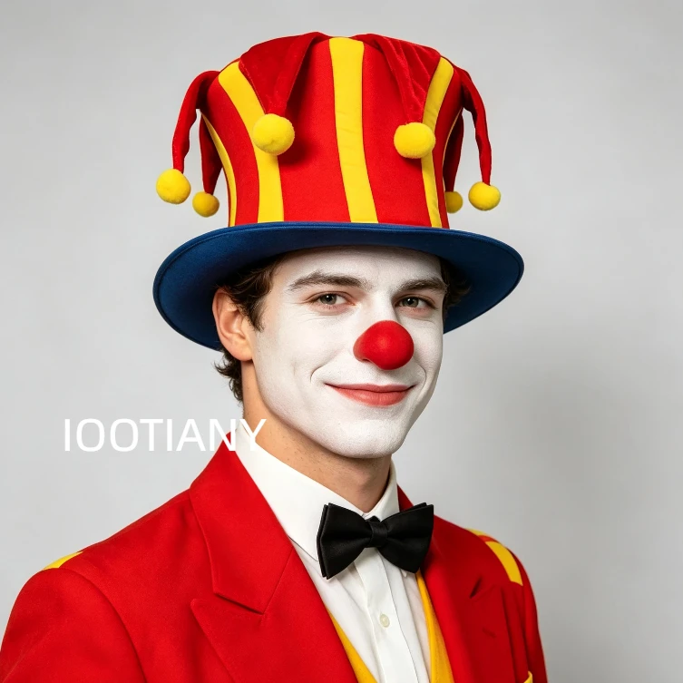 IOOTIANY Clown Party Velvet Multicolor Hat Circus Performance Cap Headdress Halloween Party Masquerade Cosplay Top Hats 2026