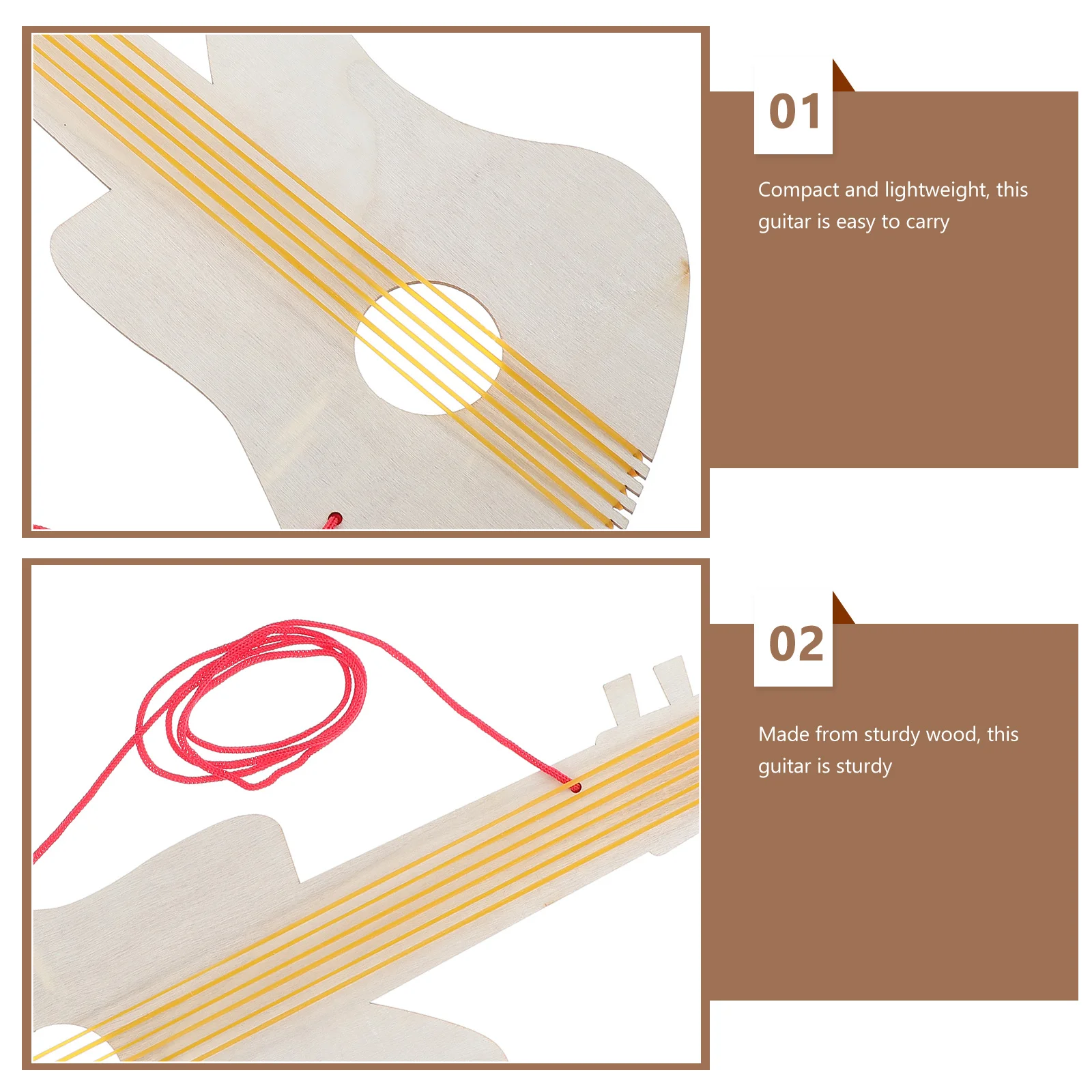 4 set di chitarra in legno per bambini per la scuola materna, pittura fai da te, strumento musicale vuoto incompiuto, design portatile per bambini