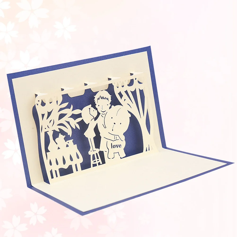 

1Pcs 3D Stereoscopic Greeting Card Handmade Paper Carving Birthday Gift for Father Festival Heartfelt Creative Paper Craft Card