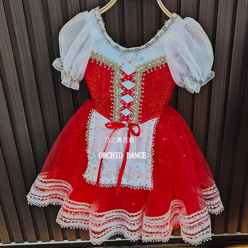 Bt2507035 tamanho personalizado de alta qualidade crianças meninas ballet dança desempenho wear gilsay vermelho longo romântico tutu vestido