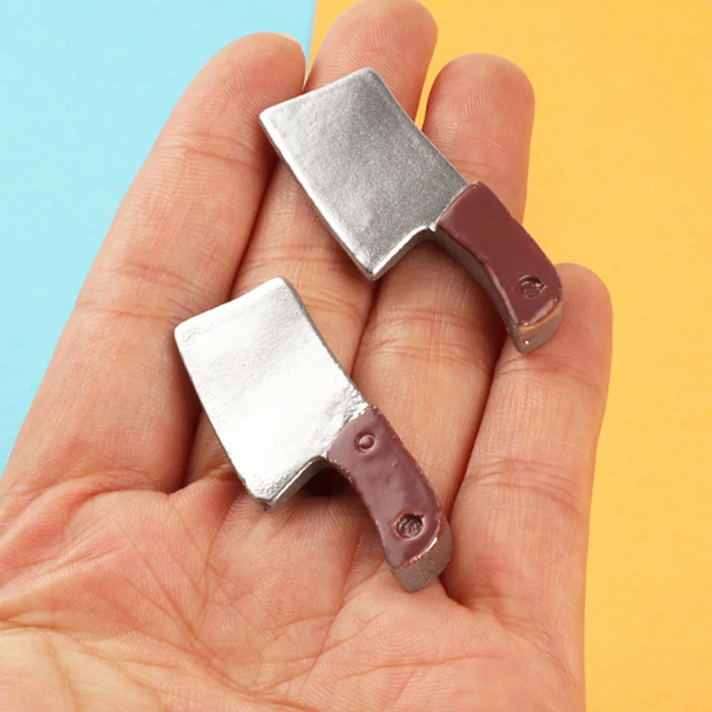 

4Pcs Miniature Kitchen Cutter Resin Simulated Mini Food Cutter Ornaments Pretend Play Accessories House Utensils