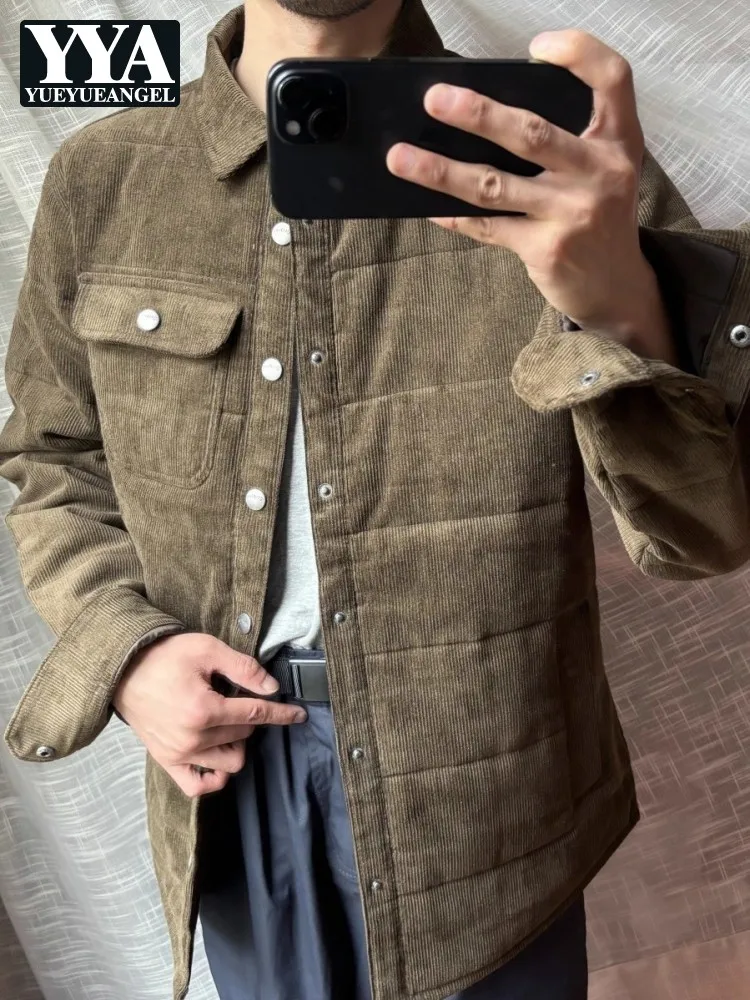 

Осень-зима, мужская вельветовая куртка, винтажная однобортная с отложным воротником, повседневная верхняя одежда, офисная мужская теплая стеганая куртка в стиле Харадзюку