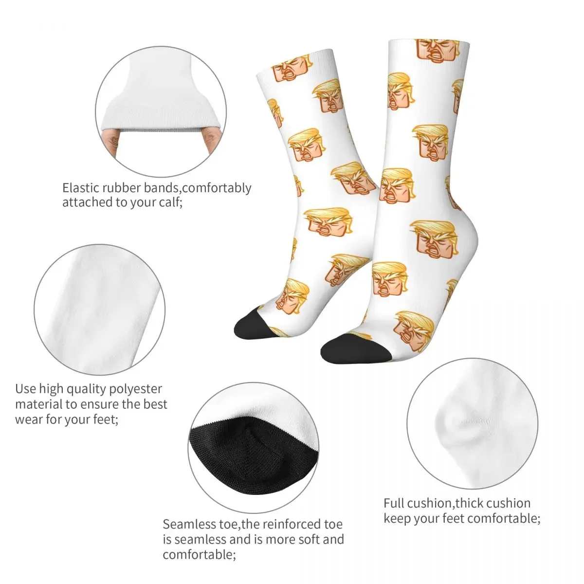 Autumn Winter Crazy Design Unisex Donald Trump Cartoon Socks Breathable Cute Crew Sock