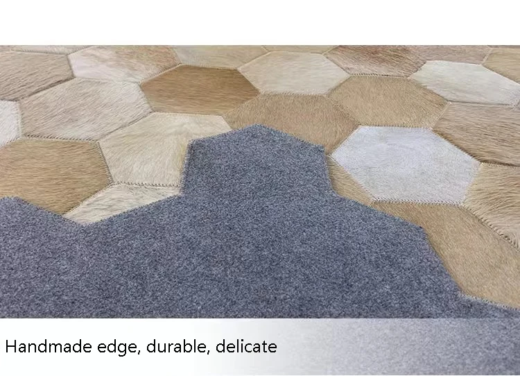 Irregular Edge Genuine Cowhide Carpet Handmade Patchwork Rug for Living Room Light Luxury Real Cowhide Cow Fur Carpet Bedroom