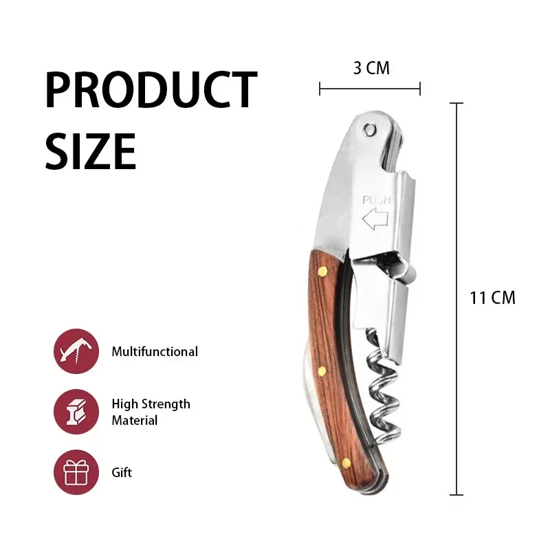 Stainless Steel Wine Opener, Professional Waiters Corkscrew, Leather Case,Beer Bottle Opener And Foil Cutter Gift For Wine Lover image 5